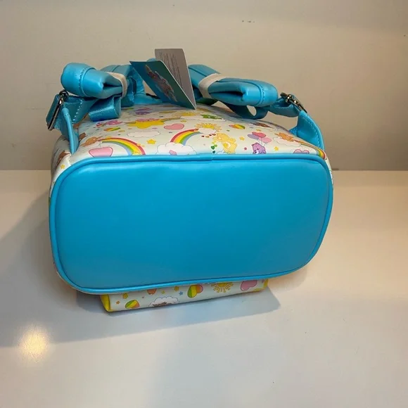Loungefly Care Bears Mini Backpack NWT 40th Anniversary Blue Zip Rainbow Bag - Picture 11 of 11